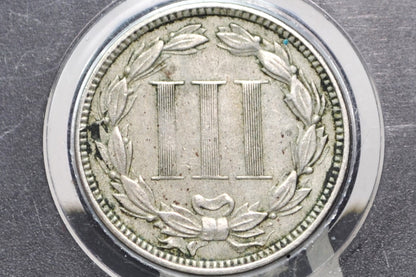 1873 Three Cent Coin - Choose by Grade, Condition - Civil War Era - 3 Cent Nickel 1873 - Open 3 Variety