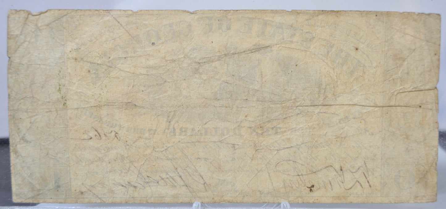 1864 State of Georgia 10 Dollar Milledgeville Issue Obsolete Note - Choice of Grade - Confederate Currency - 1864 GA Ten Dollar Banknote