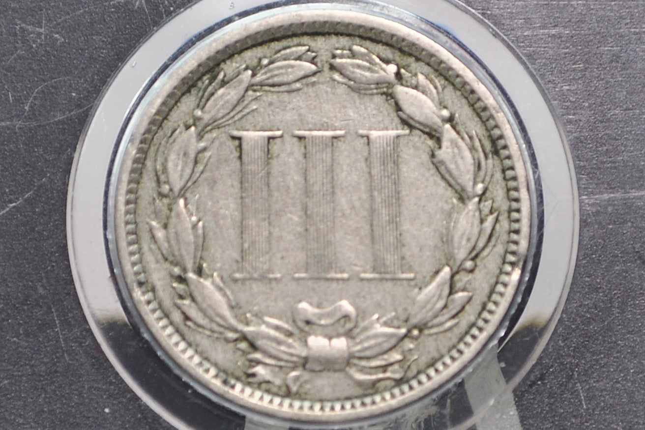 1873 Three Cent Coin - Choose by Grade, Condition - Civil War Era - 3 Cent Nickel 1873 - Open 3 Variety