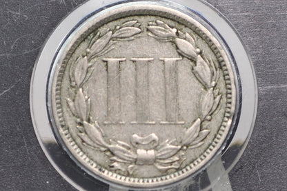 1873 Three Cent Coin - Choose by Grade, Condition - Civil War Era - 3 Cent Nickel 1873 - Open 3 Variety