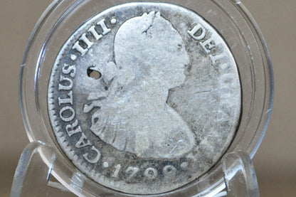 1799 Spanish 2 Reales, Mexico, Silver -  Affordable Coin - Spanish Silver Colonial Era Coin 1799 Two Reales - Pirate Coins