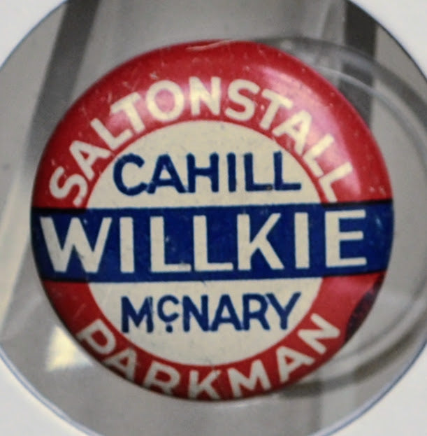 1940 Saltonstall Cahill Willkie McNary Parkman Republican Campaign Pin - Massachusetts (R) 1940 Nominees - Wendell Willkie Campaign Button