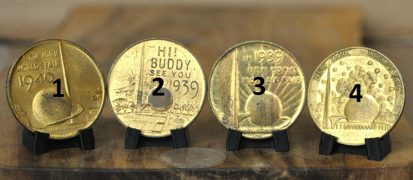 New York World's Fair 1939-1940 Tokens 4 To Choose From - Antique NY World Fair Souvenir Tokens Pick Your Variant!