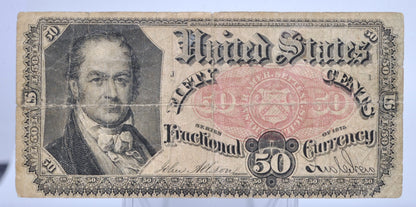 5th Issue 1875 U.S. 50 Cent Fractional Note - Pink Paper Type - Very Fine (VF) - 5th Issue Fifty Cent Fractional Note - Fr#1380
