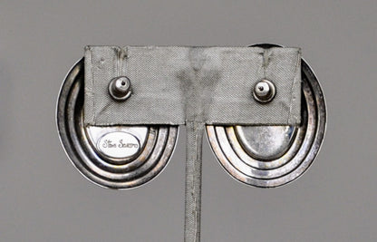 Designer Steve Sasco Silver-Plated Art Nouveau Iridescent Gem Necklace and Earrings Set - Baguette Chain Necklace - 21" Length