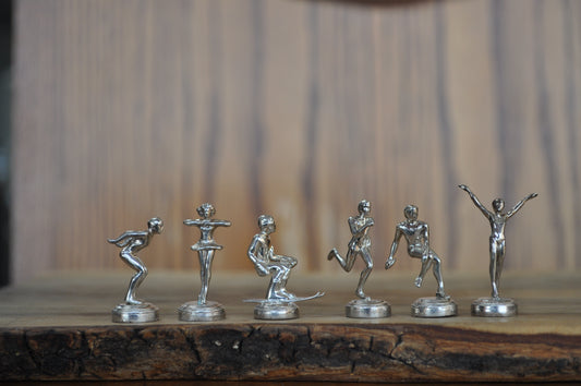Set of 6 Sports miniature trophies sterling silver - Sterling Silver Figurines Custom set of 6 Homemade