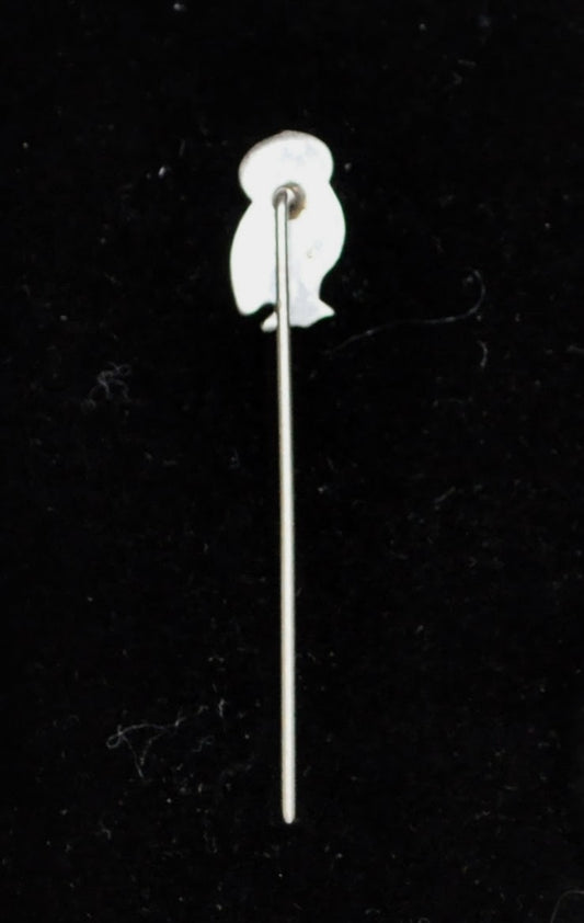 Beautiful Sterling Silver Perched Owl Hat Stick Pin - Flat Owl Design - Vintage 925 Sterling Silver Athena Wisdom Owl Stick Pin