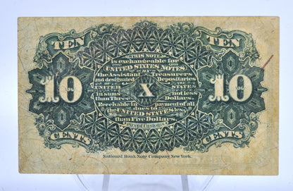 Authentic 10 Cent Fourth Issue Fractional Note - Large Seal, Blue End Tint - 1863 Fractional 4th Issue Ten Cent Note - Fr#1259 (Copy)