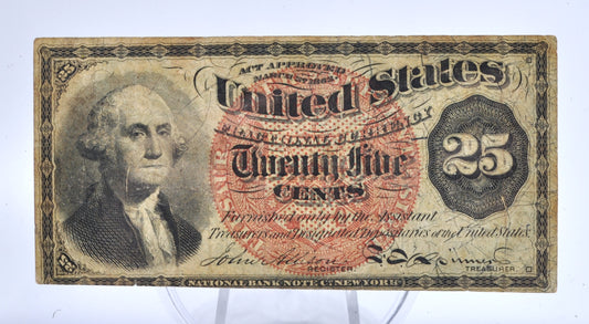 4th Issue 1874 25 Cent Fractional Note - 38mm Small Seal - Very Fine (VF) - Rarer Fourth Issue Twenty Five Cents Fractional Note - Fr.1307