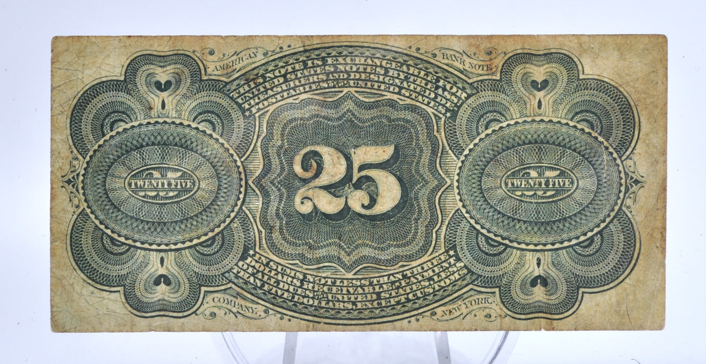 4th Issue 1874 25 Cent Fractional Note - 38mm Small Seal - Very Fine (VF) - Rarer Fourth Issue Twenty Five Cents Fractional Note - Fr.1307
