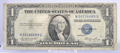 1935E Fancy Devil's 666 Repeating Serial Number Silver Certificate - 59196669 - 1935E One Dollar Blue Seal Fancy Serial Note - Fr#1614