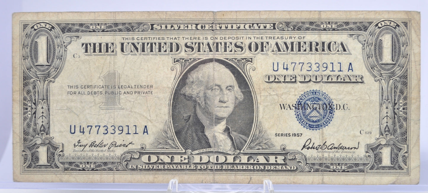 1957 Fancy Triple Duo Repeater Serial Number 1 Dollar Silver Certificate - 47733911 - 1957 Blue Seal One Dollar Fancy Serial Note - Fr#1619