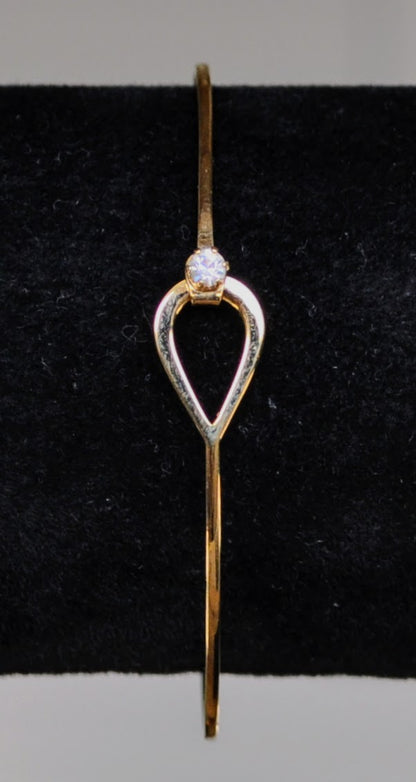 Elegant Avon Gold Tone Catch a Star Rhinestone Bracelet - 7" Length - Vintage 1970s Avon Signed Catch a Star Hook Style Closure Bangle