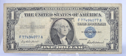 1957 Fancy Repeating Bookend Serial Number Silver Certificate - 77494077 - 1957 One Dollar Blue Seal Fancy Serial Note - Fr#1619