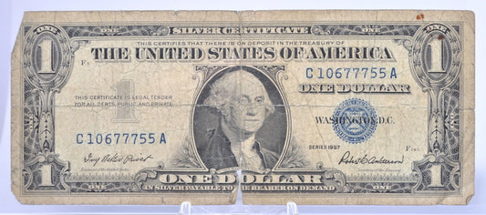 1957 Lucky 777 Fancy Repeating Serial Number 1 Dollar Silver Certificate - 10677755 - 1957 Blue Seal Fancy Serial Note - Fr#1619