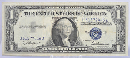 1957 Fancy Dual Duo Repeater Serial Number 1 Dollar Silver Certificate - 61577446 - 1957 Blue Seal One Dollar Fancy Serial Note - Fr#1619