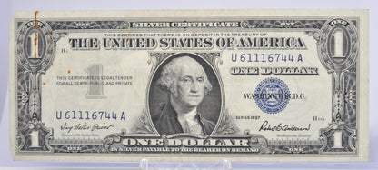 1957 Fancy Trio & Duo Serial Number 1 Dollar Silver Certificate - 61116744 - 1957 Blue Seal One Dollar Fancy Serial Bank Note - Fr#1619