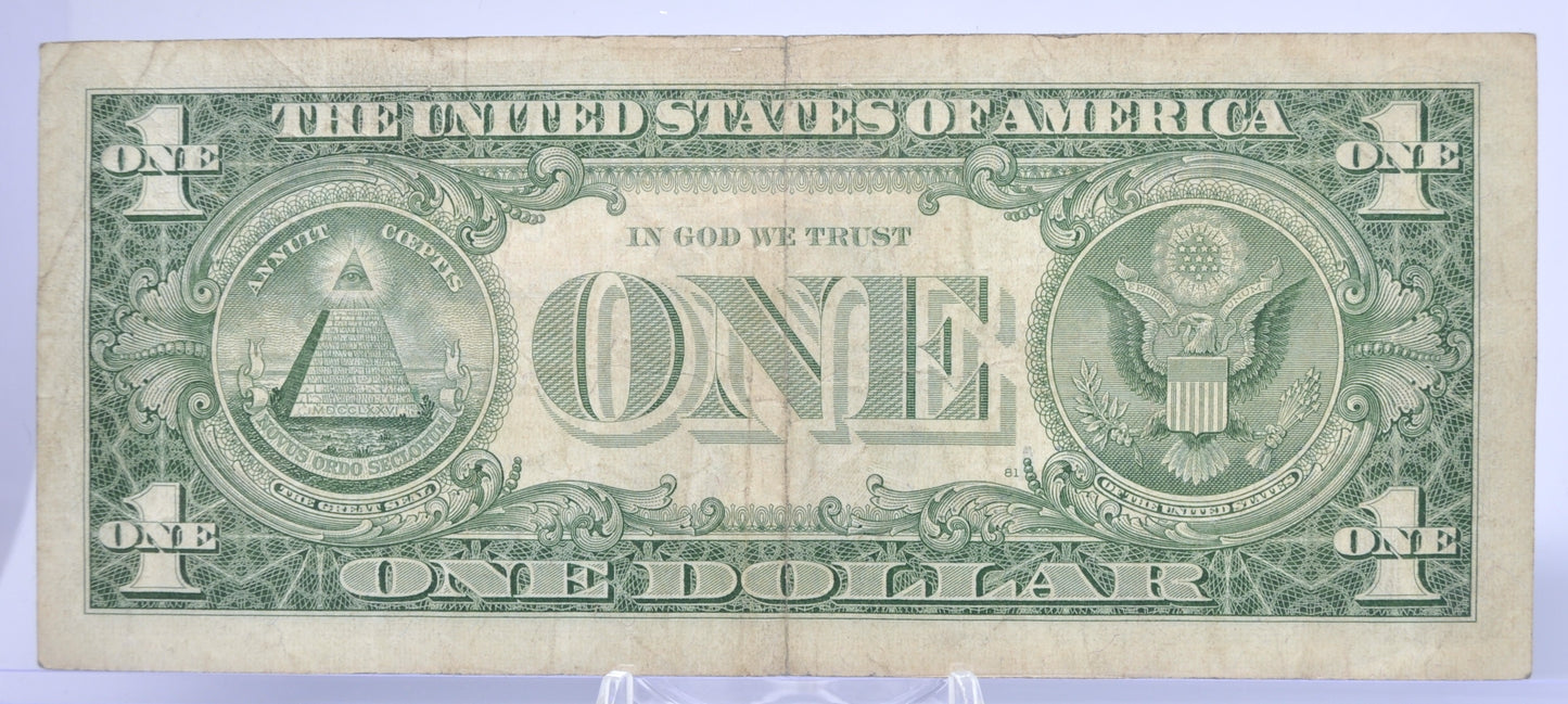 1957 Devil 666 Fancy Serial Number 1 Dollar Silver Certificate - 86113666 - 1957 Blue Seal One Dollar Devil's Serial Bank Note - Fr#1619