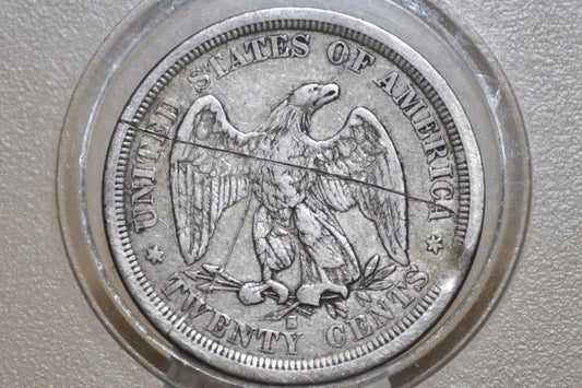 1875-S 20 Cent Piece - XF, Damaged - RareUS Coin  Type, Only 3 Years Minted - 1875 Silver Twenty Cent Coin