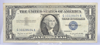 1957A Lucky 222 Fancy Serial Number Silver Certificate 1 Dollar Note - 32228404 - 1957 A One Dollar Blue Seal Banknote - Fr#1620