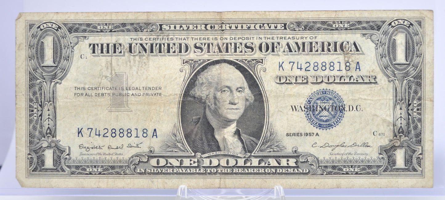 1957A Lucky 888 Fancy Serial Number Silver Certificate 1 Dollar Note - 74288818 - 1957 A One Dollar Blue Seal Banknote - Fr#1620