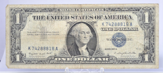 1957A Lucky 888 Fancy Serial Number Silver Certificate 1 Dollar Note - 74288818 - 1957 A One Dollar Blue Seal Banknote - Fr#1620