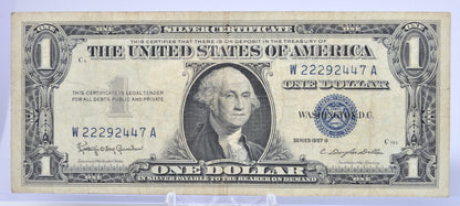 1957B Fancy Trio & Duo Lucky Serial Number 1 Dollar Silver Certificate - 22292447 - 1957 B One Dollar Blue Seal Fancy Serial Note - Fr#1621