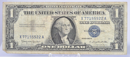 1957B Fancy Dual Duo & Trio Repeater Serial Number 1 Dollar Silver Certificate - 77155522 - 1957 B Blue Seal Fancy Serial Note - Fr#1621