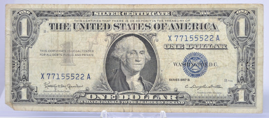 1957B Fancy Dual Duo & Trio Repeater Serial Number 1 Dollar Silver Certificate - 77155522 - 1957 B Blue Seal Fancy Serial Note - Fr#1621