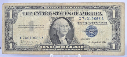 1957B Fancy Trio Devil 666 Serial Number 1 Dollar Silver Certificate - 74019666 - 1957 B One Dollar Blue Seal Fancy Serial Note - Fr#1621