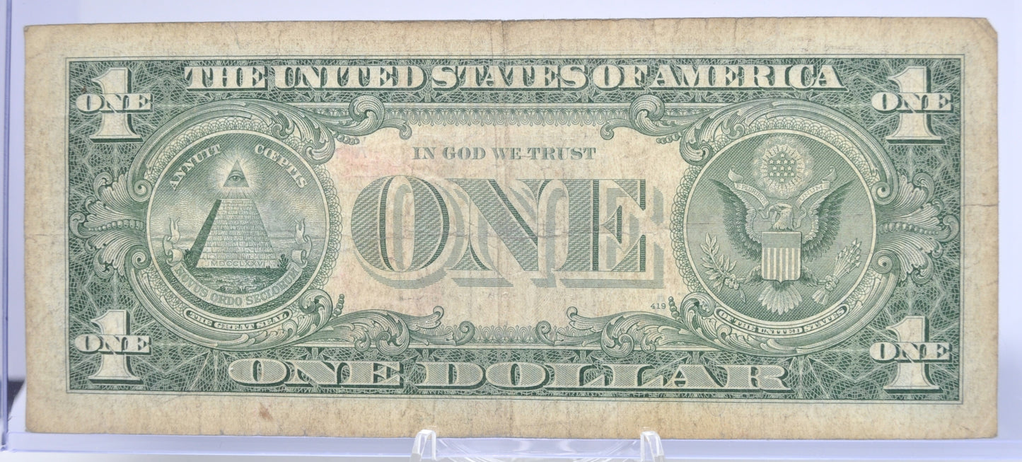 1957B Fancy Trio Devil 666 Serial Number 1 Dollar Silver Certificate - 74019666 - 1957 B One Dollar Blue Seal Fancy Serial Note - Fr#1621