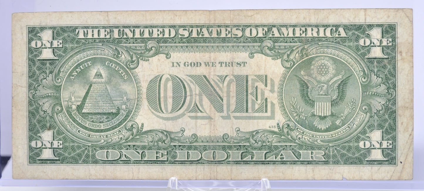 1957B Fancy Trio Lucky Serial Number 1 Dollar Silver Certificate - 02856999 - 1957 B One Dollar Blue Seal Fancy Serial Note - Fr#1621