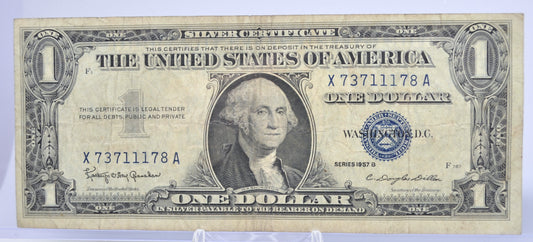 1957B Fancy Trio Lucky Serial Number 1 Dollar Silver Certificate - 73711178 - 1957 B One Dollar Blue Seal Fancy Serial Note - Fr#1621