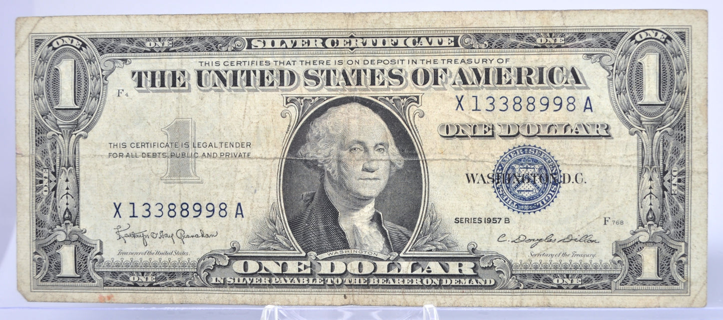 1957B Fancy Triple Duo Pattern Serial Number Silver Certificate - 13388998 - 1957 B 1 Dollar Blue Seal Fancy Serial Note - Fr#1621