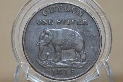 1815 Ceylon 1 Stiver, XF - One Stiver 1915 German Ceylon - Elephant Coin