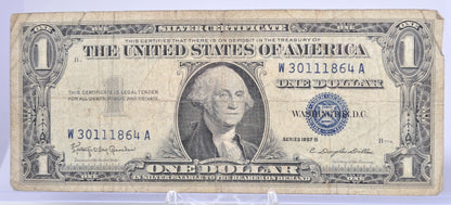 1957B Fancy Trio Lucky Serial Number 1 Dollar Silver Certificate - 30111864 - 1957 B One Dollar Blue Seal Fancy Serial Note - Fr#1621