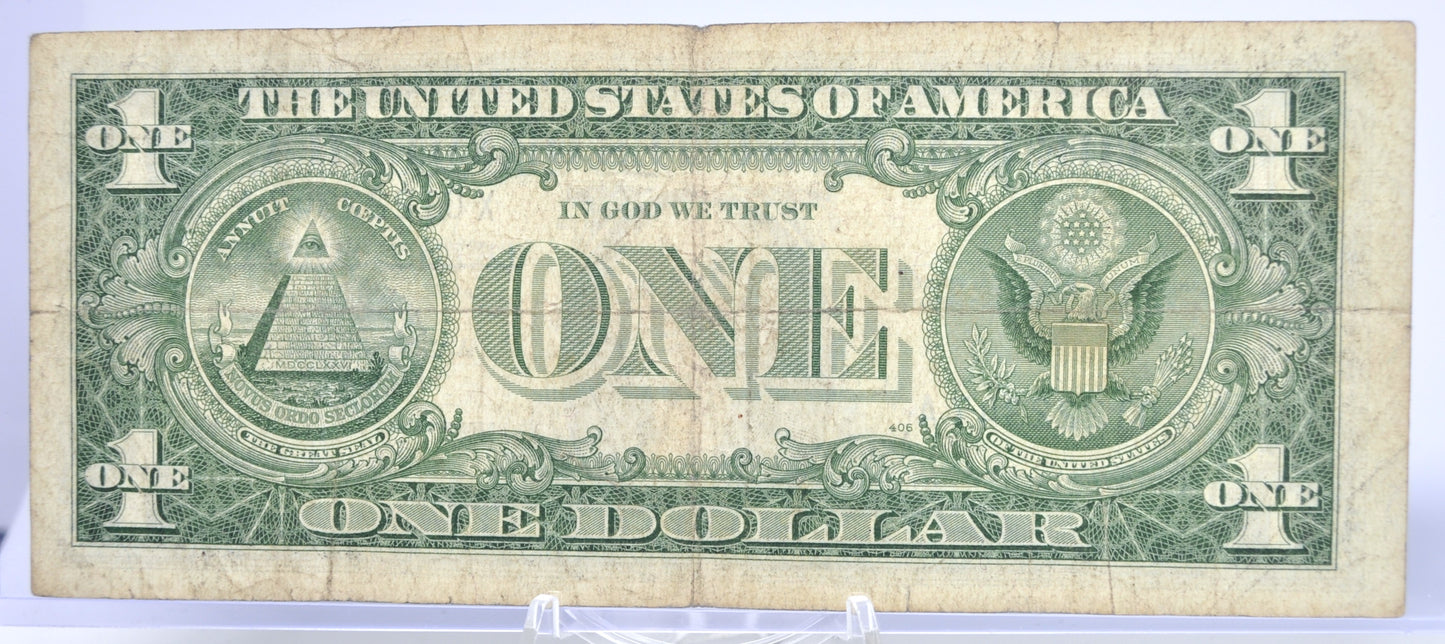 1957B Fancy Triplet Semi-Ladder Pattern Serial Number 1 Dollar Silver Certificate - 01222347 - 1957 B Blue Seal Fancy Serial Note - Fr#1621