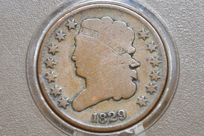 1829 Half Cent - Good - Classic Head Half Cent - 1829 US 1/2 Cent - Rarer Denomination