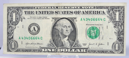 2021 Fancy Devil 666 Serial Number 1 Dollar Note - 43406664 - Boston (A) Issue - 2021 One Dollar Cool Serial Number Note - Fr.3008-A