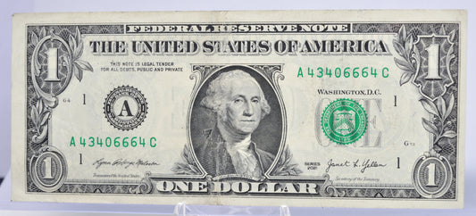 2021 Fancy Devil 666 Serial Number 1 Dollar Note - 43406664 - Boston (A) Issue - 2021 One Dollar Cool Serial Number Note - Fr.3008-A