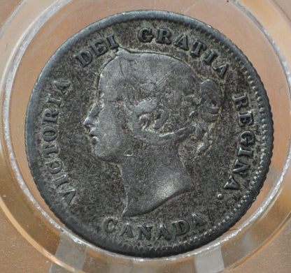 1874 Canadian Silver 5 Cent Coin - F+ (Fine to Very Fine) Grade - Queen Victoria Canada 5 Cent Sterling Silver 1874, Low Mintage Date