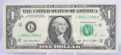 2021 Very Low Serial Number 1 Dollar Banknote - 00011705 - 2021 One Dollar Cool Low Serial Number Note - Fr.3007-L