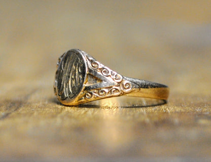 Victorian 10KT Gold Baby Sized Signet Ring - Size 0.75 - Stamped 10K - Initials "MAS" - Antique 10K Gold Dainty Infant Initials Signet Ring