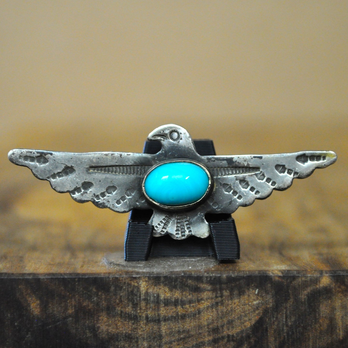 Vintage Native American Fred Harvey Style Silver-Toned Thunderbird Pin - 5.5 cm
