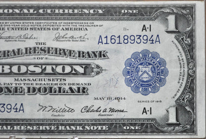 1918 1 Dollar Federal Reserve Note Large Size Fr709 - AU, Crisp Note - Chicago - 1918 One Dollar National Currency Note Fr#709