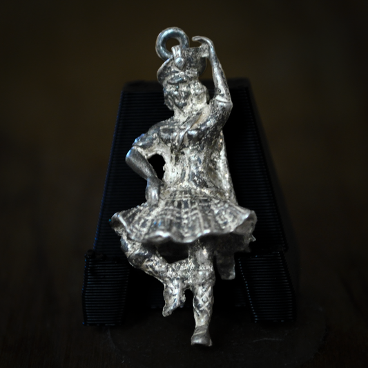 Vintage Sterling Silver Scottish Dancer Pendant - Highland Fling Dancer Charm Scotland Kilt and Sporran
