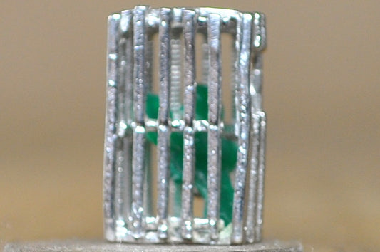 Vintage .925 Sterling Silver 3D Lobster Trap Charm with Moveable Green Lobster - Rare Sterling Silver "Lucky Catch" Lobster Trap Pendant Green Lobster Inside