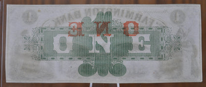 1860s Farmington Bank 1 Dollar Paper Banknote, Farmington NH - Uncirculated - One Dollar Note Farmington New Hampshire 1860s