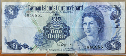1985 Cayman Islands 1 Dollar Note - A/5 Prefix, Jefferson Signature - Elizabeth II - L. 1974 British Cayman Islands One Dollar Note - P#5d