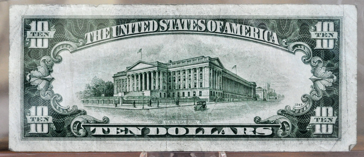 1934-D Fancy Pattern Repeater Serial Number 10 Dollar Note - 08520850 - Boston (A) Issue - 1934D Green Seal Ten Dollar Note - Fr#2009-A